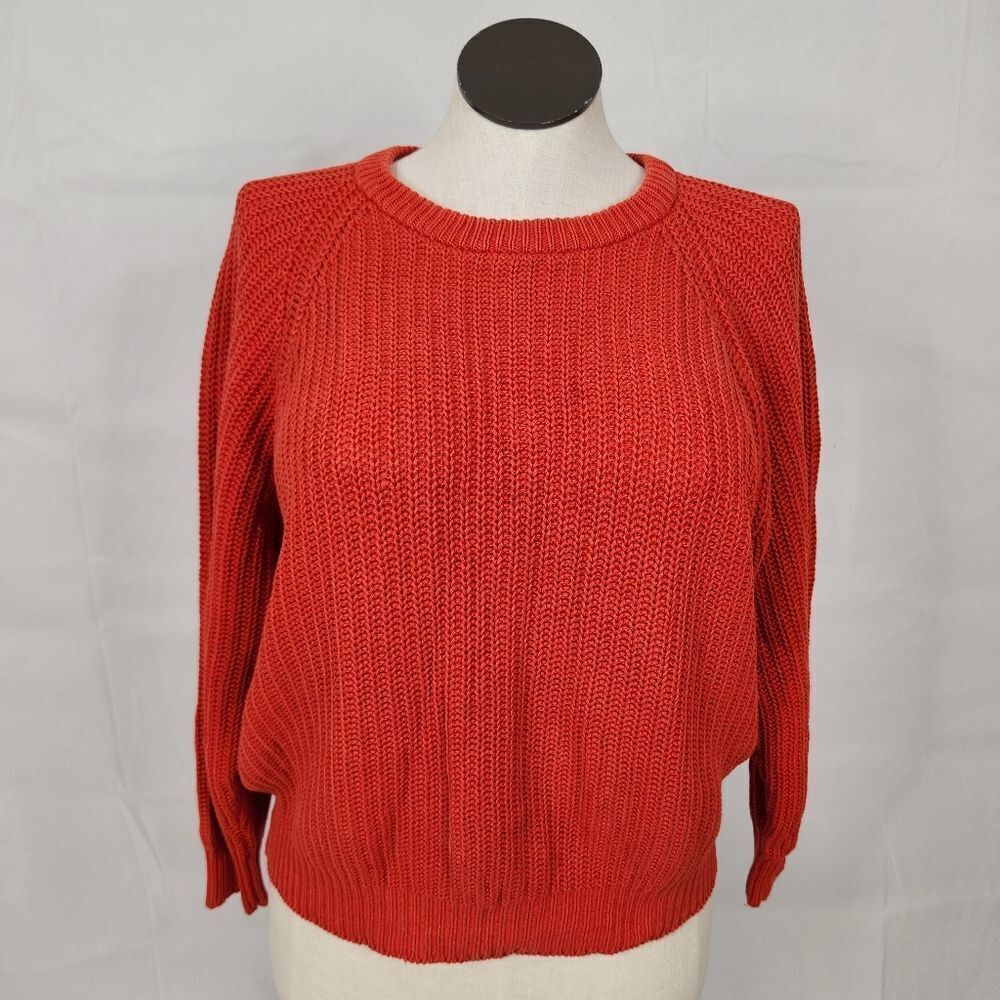 3/$25 VTG Forenza Sportswear Orange Chunky Knit Sweater Sz M